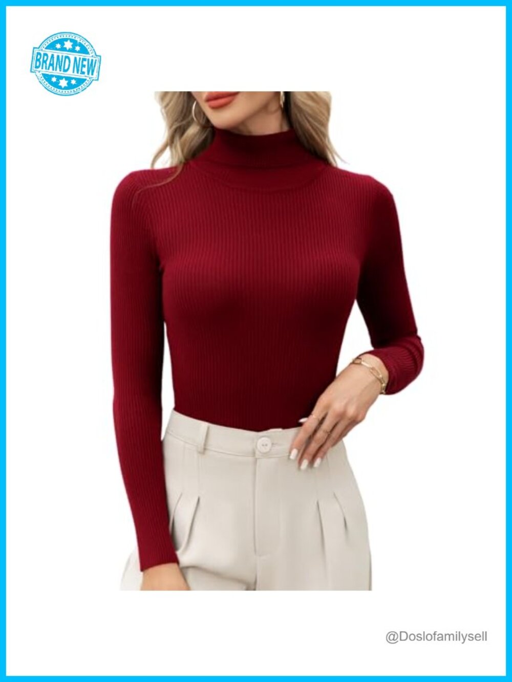 Ribbed Turtleneck Sweater Womens Slim Fit Long Sleeve Knit Pullover
